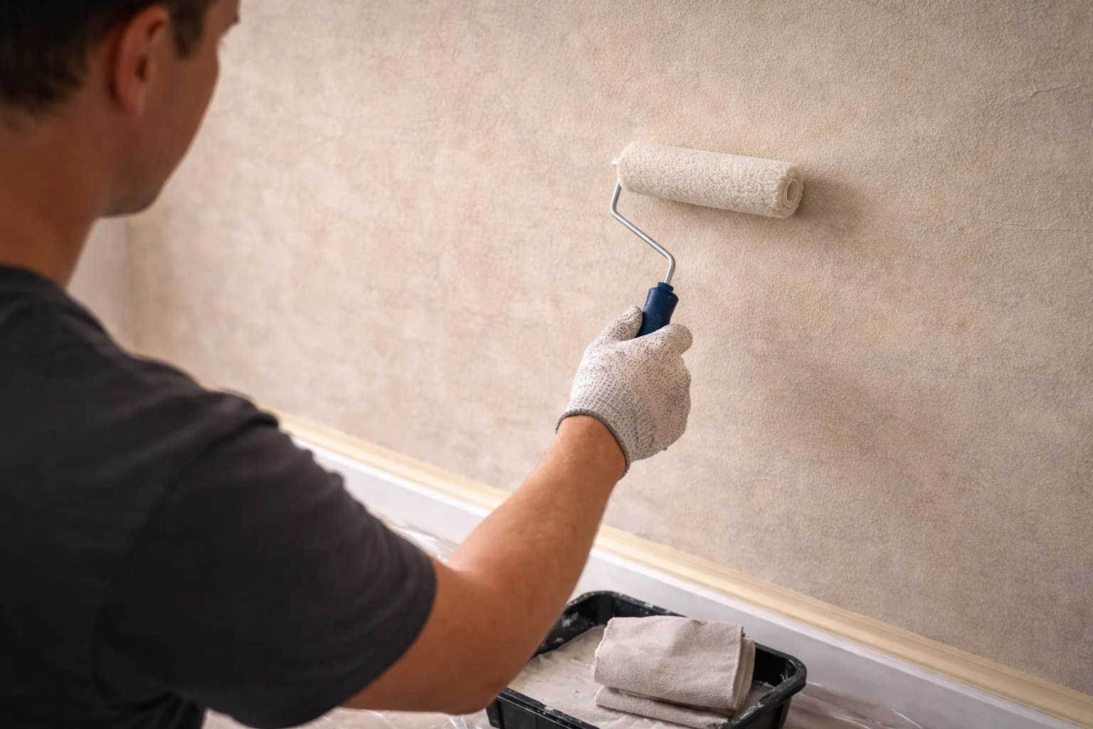 Application d'une protection de finition compatible sur un mur à la chaux