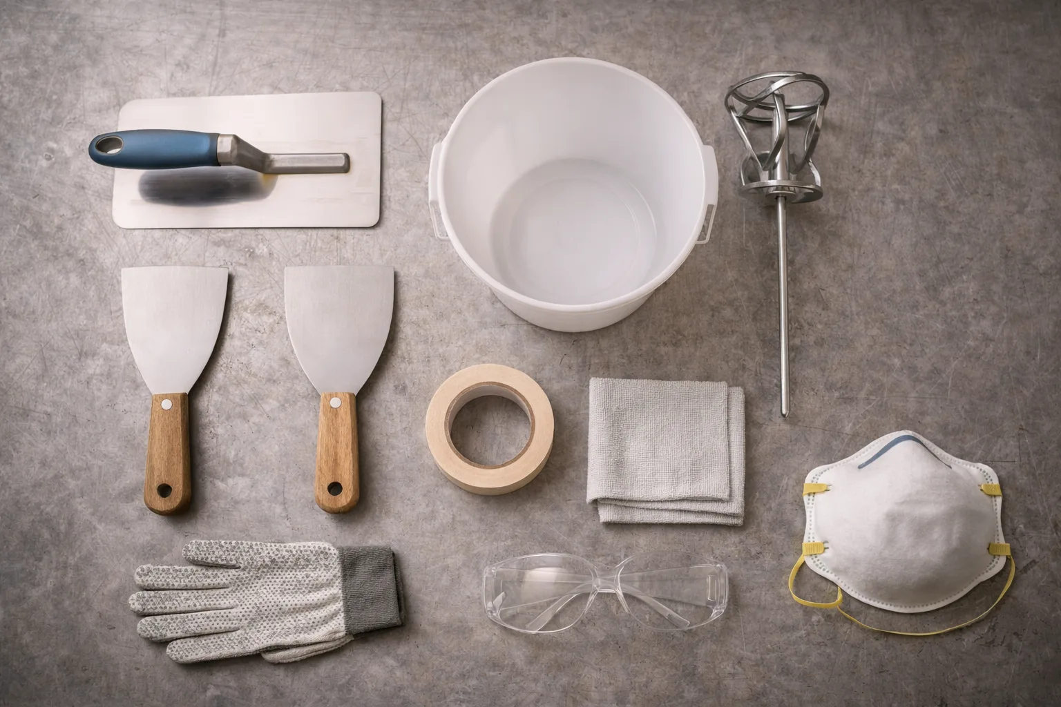 Outillage de base pour appliquer un enduit décoratif à la chaux