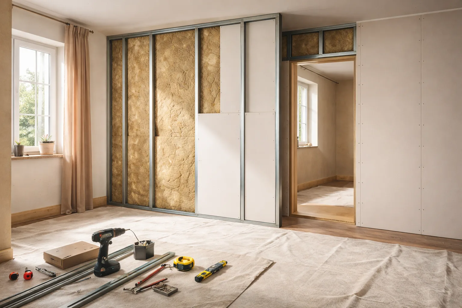 Illustration du guide: Pose d'une cloison en placo avec isolation phonique : tutoriel complet