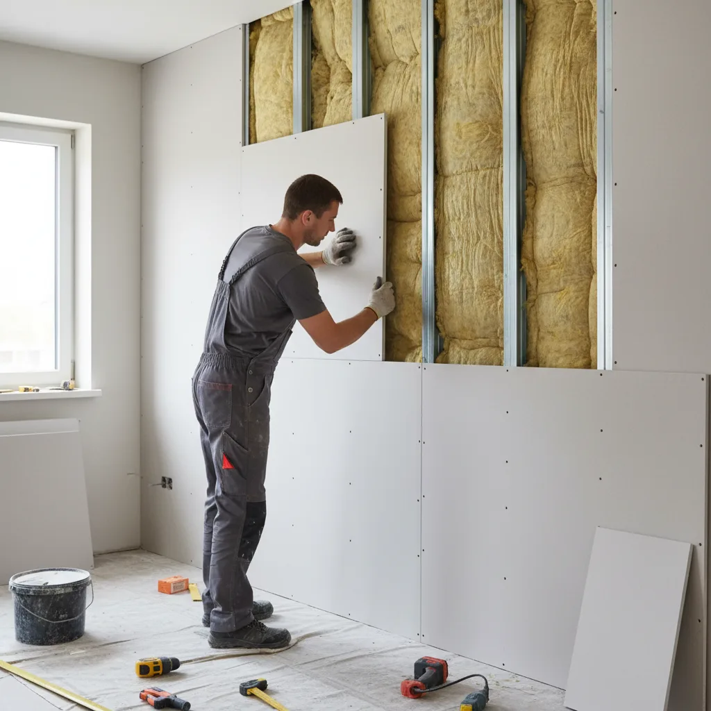 Fermeture de la deuxième face d'une cloison placo avec contrôle des joints