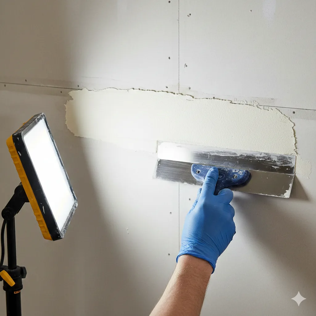 Réalisation des joints et bandes sur une cloison en plaques de plâtre