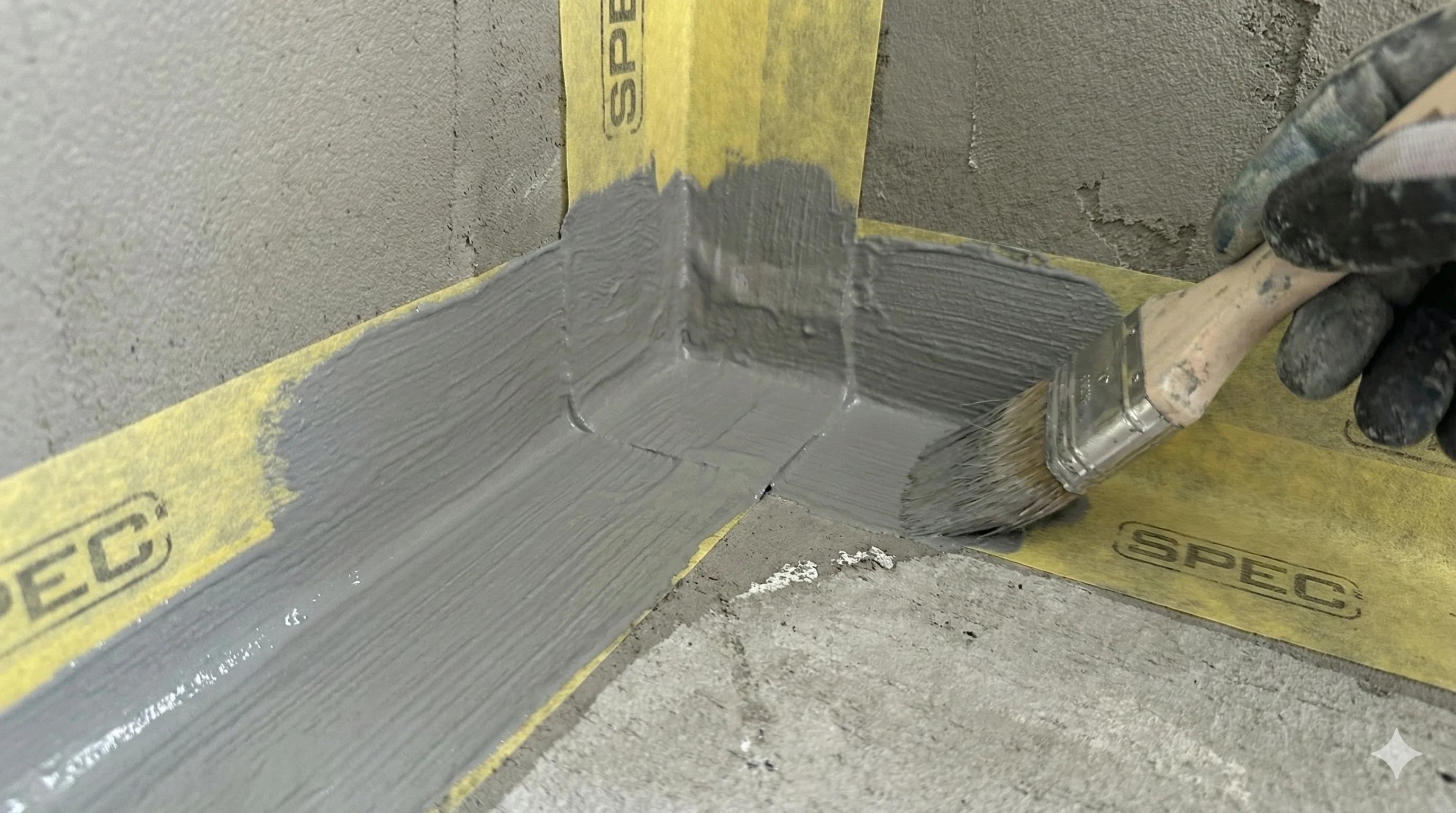 Application d'un SPEC avec bandes d'angles dans une douche en rénovation