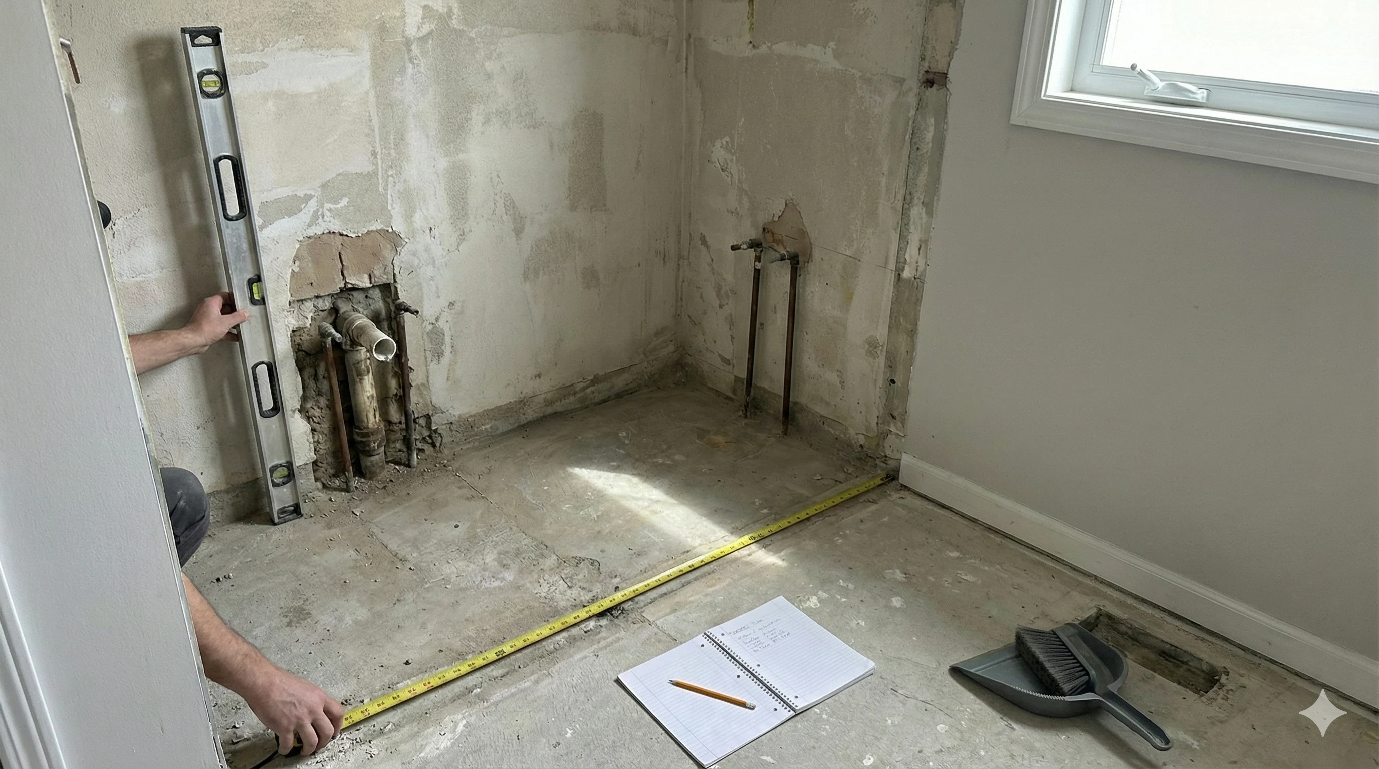 Diagnostic d'une ancienne zone de douche avant rénovation