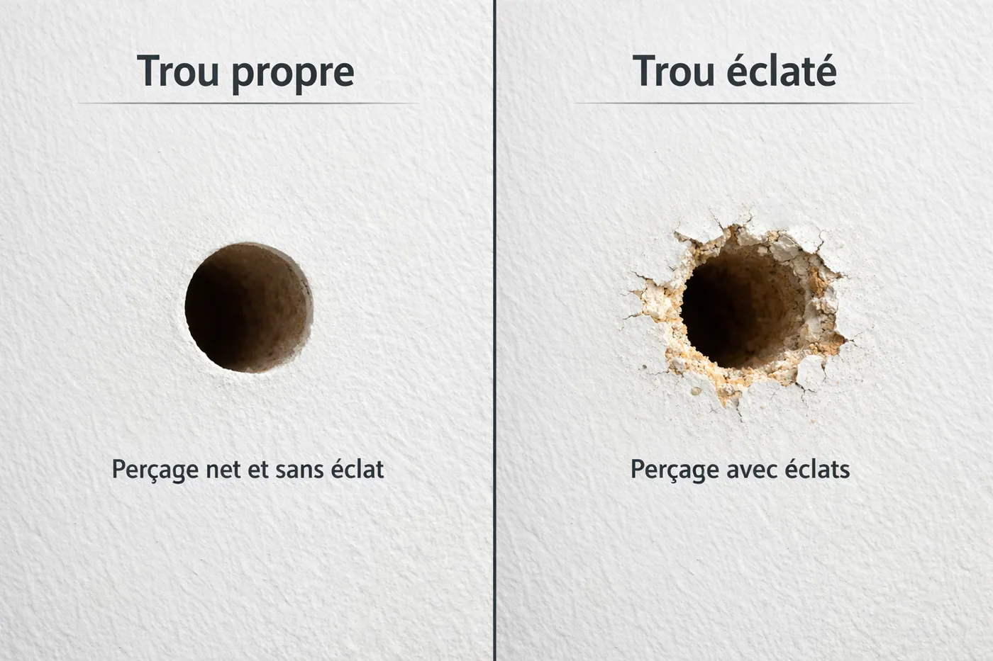 Sortie de trou propre sans éclat avec support arrière de protection